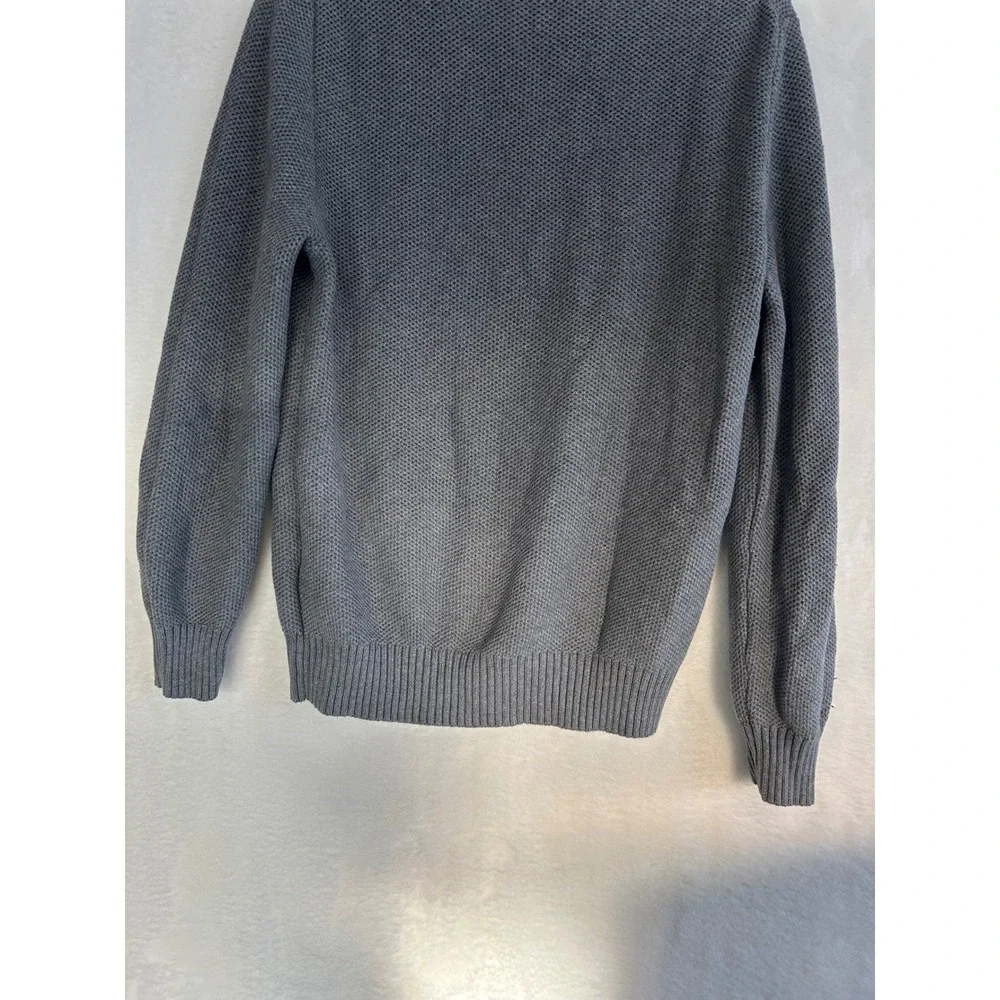 J.Crew Mens Grey 100% Cotton Quarter‎ Zip Textured Knit Sweater Large